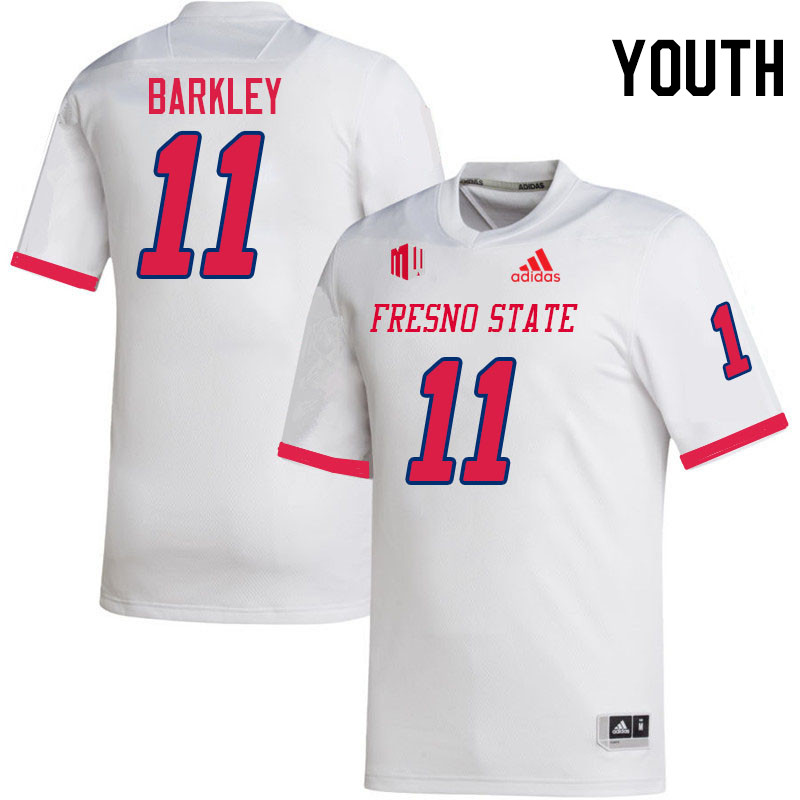 Youth #11 Mikel Barkley Fresno State Bulldogs College Football Jerseys Stitched Sale-White - Click Image to Close